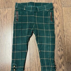 Janie and Jack Dark Green Checkered Leggings